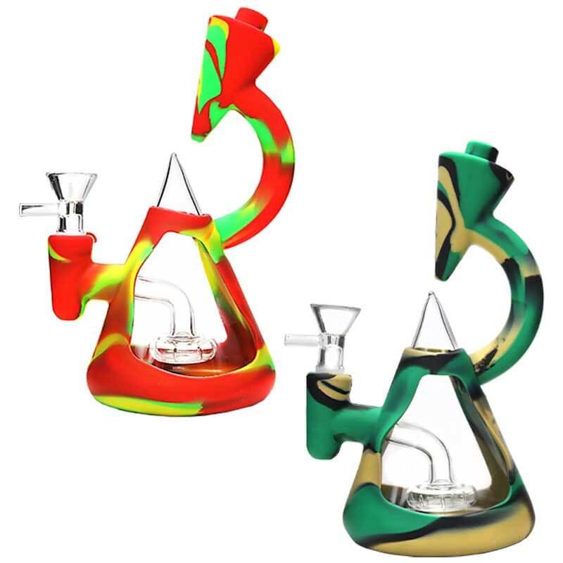 Bouncing Cone Silicone Microscopic Waterpipe (SL-09) | 8 inch | Assorted Colors product image